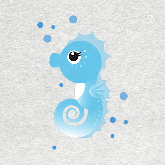 Kawaii Animal Illustration with a cute Seahorse for Kids by Piakolle
